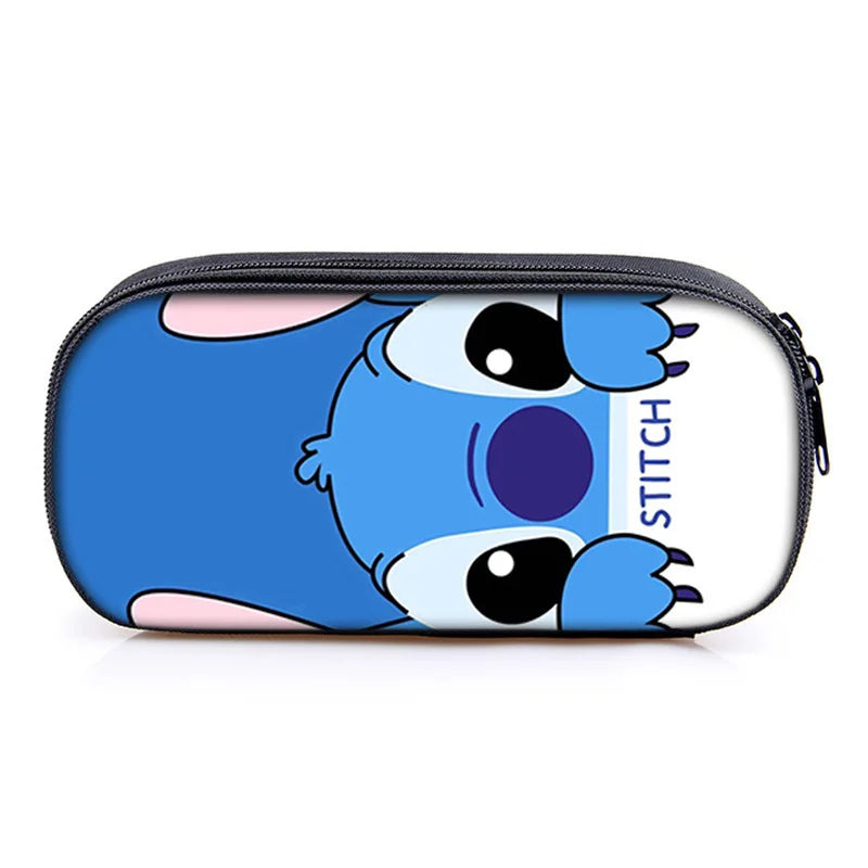 Lilo and Stitch Theme Pencil Bag Nylon Pencil Case Children Black to School Supplies High Quality Stationery Set