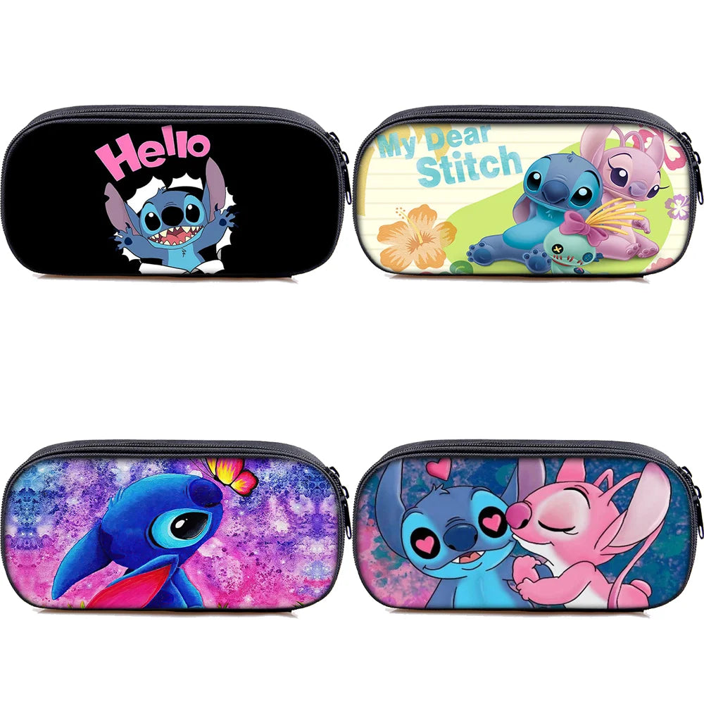 Lilo and Stitch Theme Pencil Bag Nylon Pencil Case Children Black to School Supplies High Quality Stationery Set
