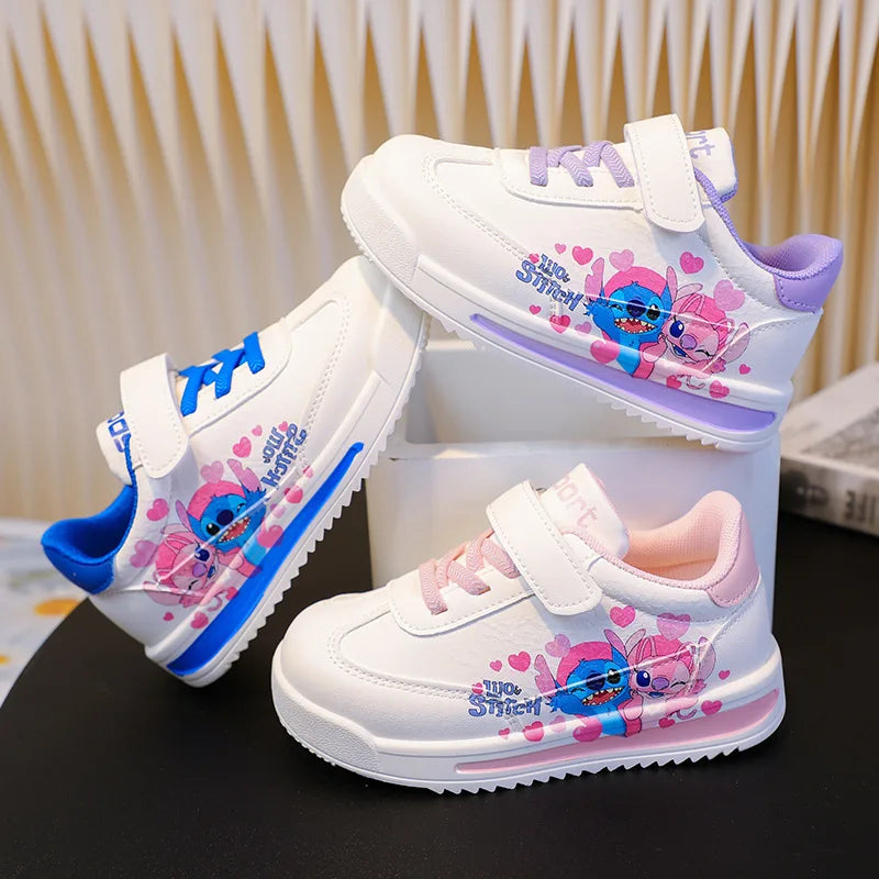 Kawaii Stitch Sport Shoes Disney Stitch & Angel Tennis Shoes Children Casual Sneakers Boy and Girl Stitch Basket Shoes Best Gift