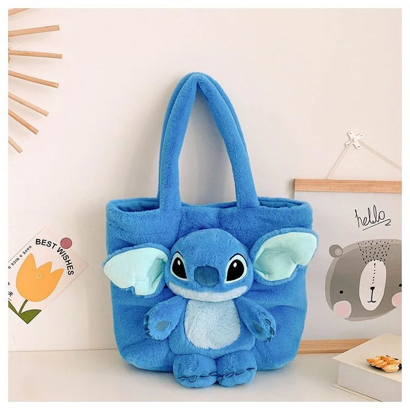 Disney Anime Lilo & Stitch Toy Kawaii Messenger Bag Girl Heart Handbag Stitch Doll Children Cartoon Soft Sweetheart Shoulder Bag