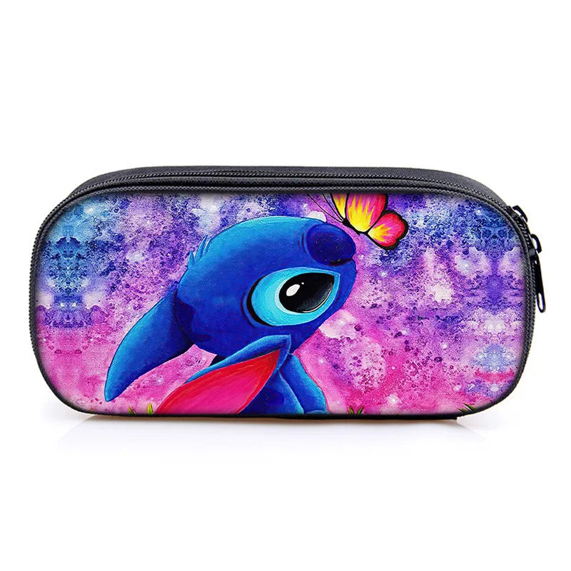 Lilo and Stitch Theme Pencil Bag Nylon Pencil Case Children Black to School Supplies High Quality Stationery Set