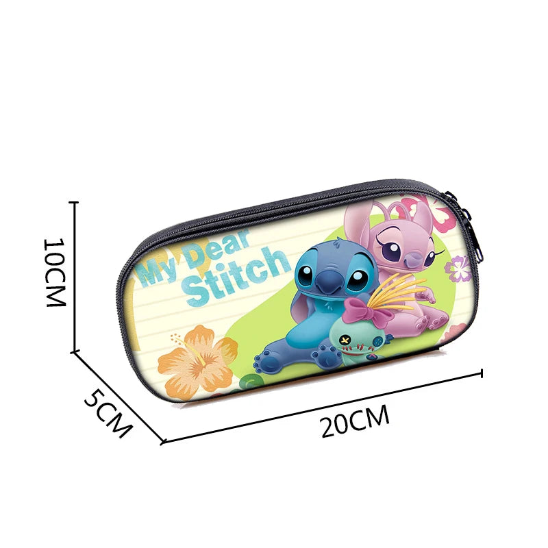 Lilo and Stitch Theme Pencil Bag Nylon Pencil Case Children Black to School Supplies High Quality Stationery Set