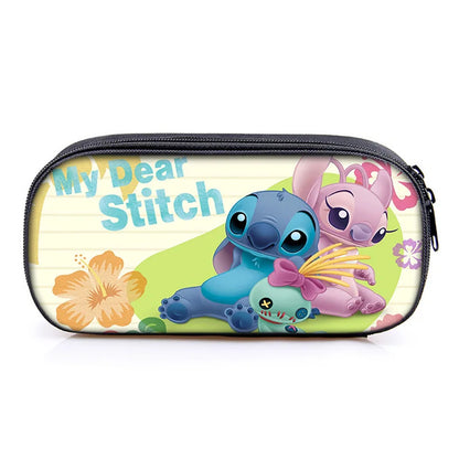 Lilo and Stitch Theme Pencil Bag Nylon Pencil Case Children Black to School Supplies High Quality Stationery Set