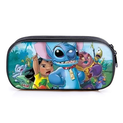 Lilo and Stitch Theme Pencil Bag Nylon Pencil Case Children Black to School Supplies High Quality Stationery Set