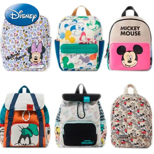 Sac à dos en toile Mickey Mouse mignon et dessiné mode pour femmes, sac d'école Minnie à grande capacité, mochila pour filles