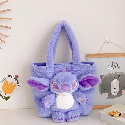 Disney Anime Lilo & Stitch Toy Kawaii Messenger Bag Girl Heart Handbag Stitch Doll Children Cartoon Soft Sweetheart Shoulder Bag