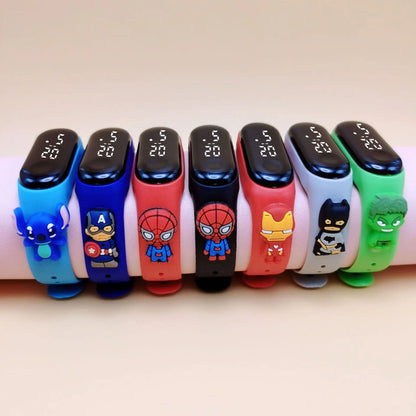 Disney Stitch LED Waterproof Kids Digital Watch Spiderman Hulk Children Watch Sports Touch Electronic Watch Kids Gifts