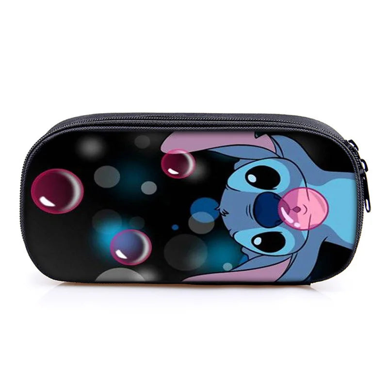 Lilo and Stitch Theme Pencil Bag Nylon Pencil Case Children Black to School Supplies High Quality Stationery Set