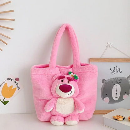 Disney Anime Lilo & Stitch Toy Kawaii Messenger Bag Girl Heart Handbag Stitch Doll Children Cartoon Soft Sweetheart Shoulder Bag