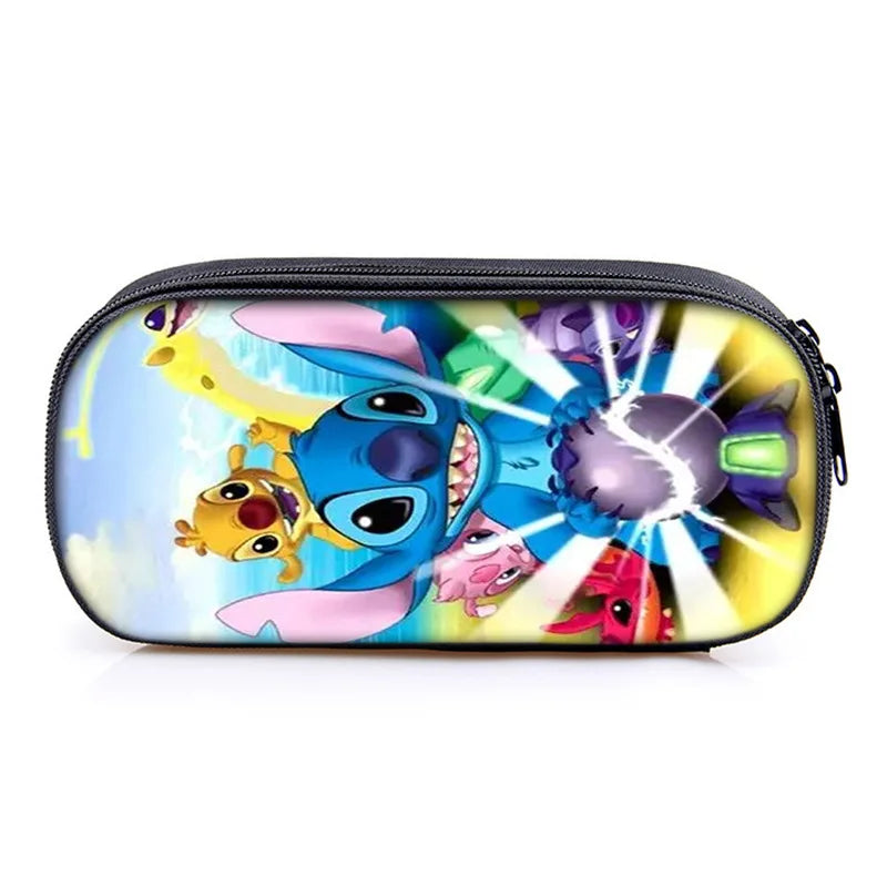 Lilo and Stitch Theme Pencil Bag Nylon Pencil Case Children Black to School Supplies High Quality Stationery Set
