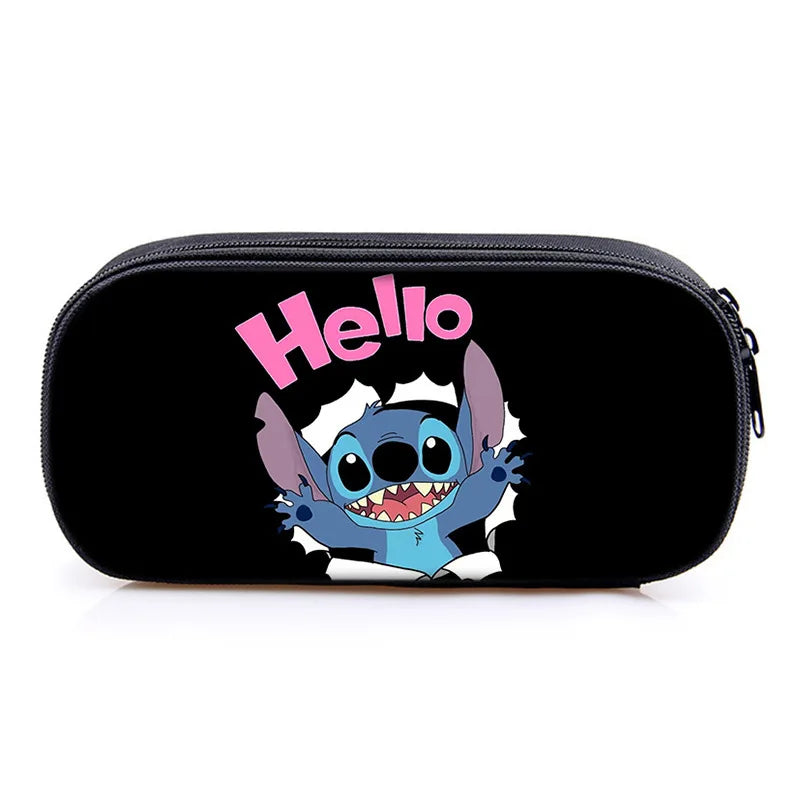 Lilo and Stitch Theme Pencil Bag Nylon Pencil Case Children Black to School Supplies High Quality Stationery Set