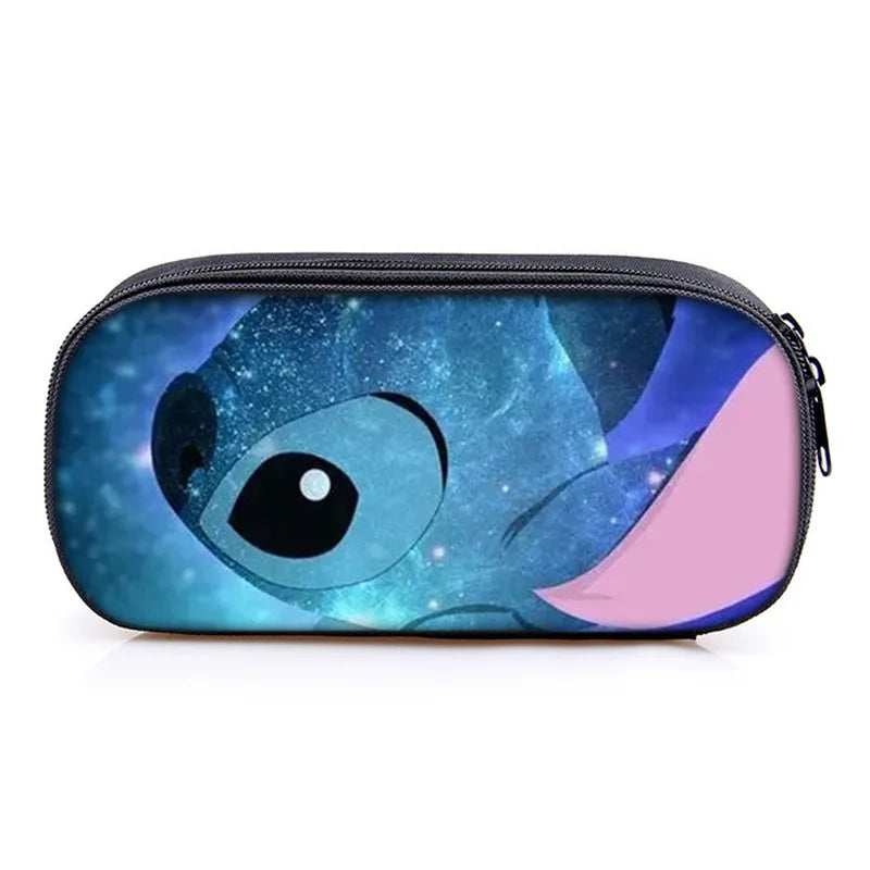 Lilo and Stitch Theme Pencil Bag Nylon Pencil Case Children Black to School Supplies High Quality Stationery Set