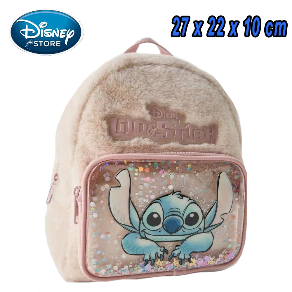 New Disney Plush Backpack Ins Japanese Blue Stitch Funny Cartoon Large-Capacity Student Backpack Kindergarten Bag Child Gift