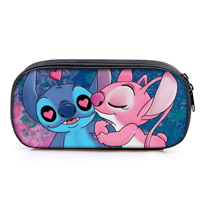 Lilo and Stitch Theme Pencil Bag Nylon Pencil Case Children Black to School Supplies High Quality Stationery Set