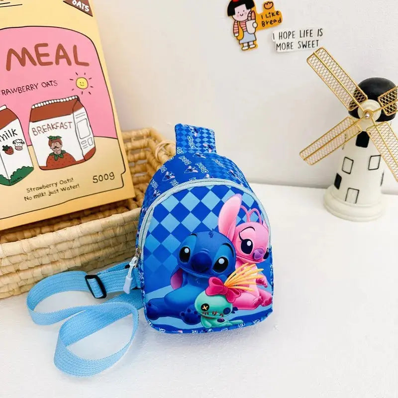 Sac à dos croisé pour enfants dessiné de Disney, sac mignon de rangement à la taille, pochette à fermeture éclair, porte-monnaie, cadeaux pour enfants.