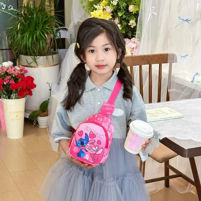 Sac à dos croisé pour enfants dessiné de Disney, sac mignon de rangement à la taille, pochette à fermeture éclair, porte-monnaie, cadeaux pour enfants.