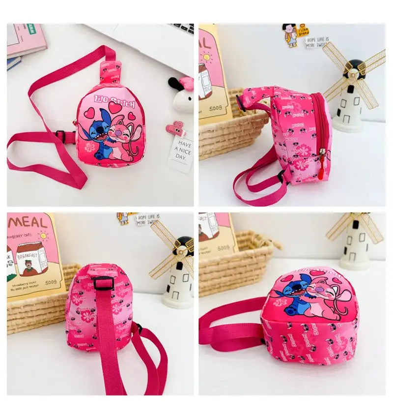 Sac à dos croisé pour enfants dessiné de Disney, sac mignon de rangement à la taille, pochette à fermeture éclair, porte-monnaie, cadeaux pour enfants.