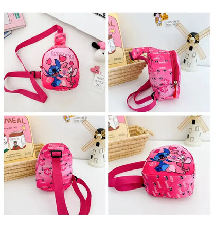 Sac à dos croisé pour enfants dessiné de Disney, sac mignon de rangement à la taille, pochette à fermeture éclair, porte-monnaie, cadeaux pour enfants.